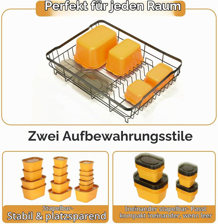 VINATO Frischhaltedosen mit Deckel (15er Set) - Gefrierdosen, Vorratsdosen, Lebensmittelbehälter aus