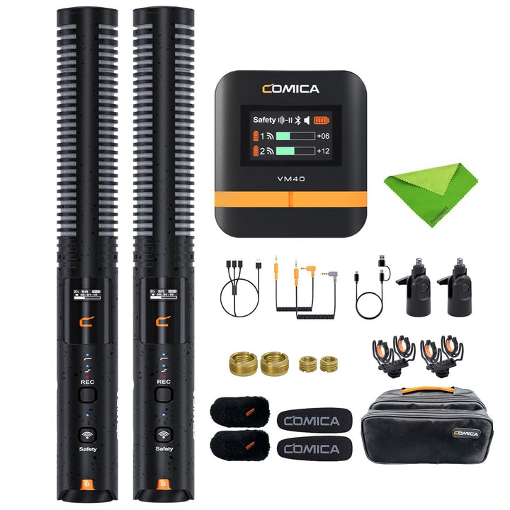Comica VM40 Combo Wireless Richtmikrofon Shotgun-Mikrofon, 2,4G Super Cardioid Polar Muster, 48 kHz/