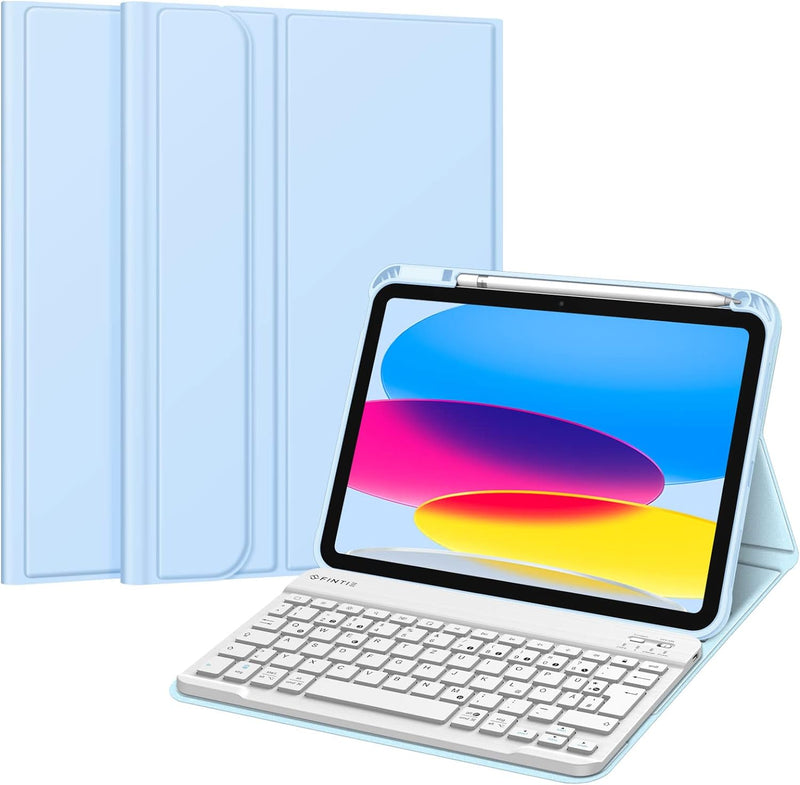 Fintie Tastatur Hülle für iPad 10. Generation 2022 (10.9 Zoll), Schutzhülle mit TPU Rückschale, Penc