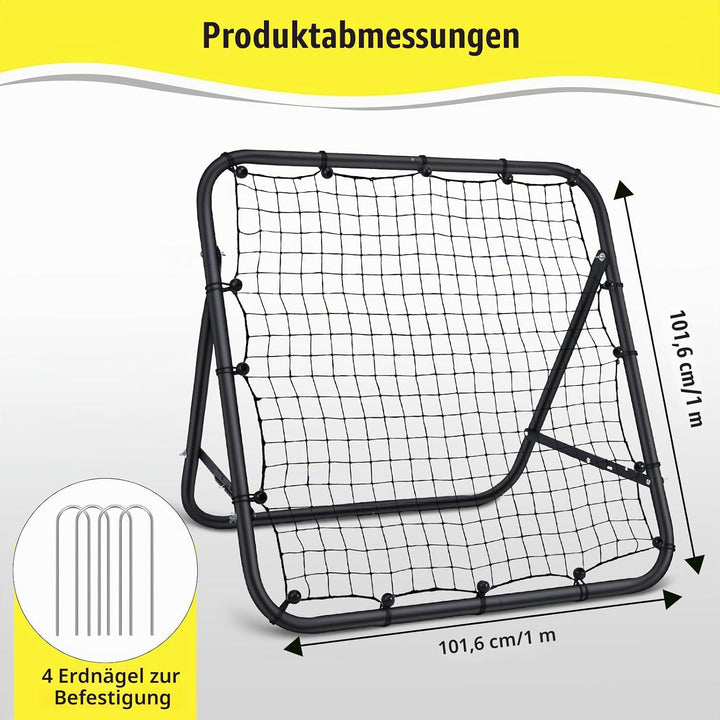 MoKo Rebounder für Fussball, 100 x100 cm Fussball Rebounder Netz, Tragbares Rückprallnetz Fussbälle
