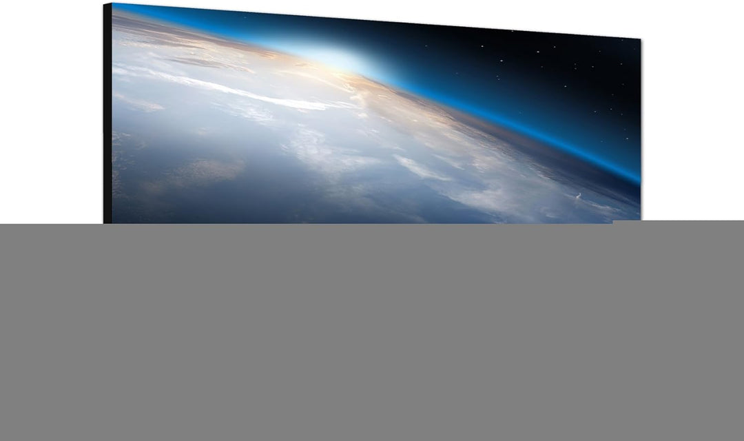 Paul Sinus Art Panoramabild auf Leinwand und Keilrahmen 120x40cm Planet Erde Weltall Sonne