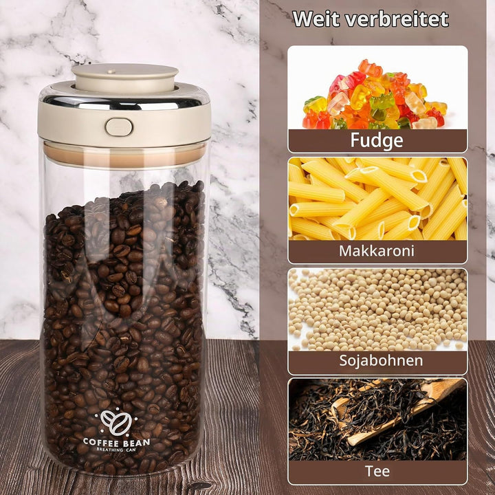 500g Kaffeedose Luftdicht, 1700ml Kaffeebohnen Behälter, Kaffeebohnen Aufbewahrung aus Hochwertigem