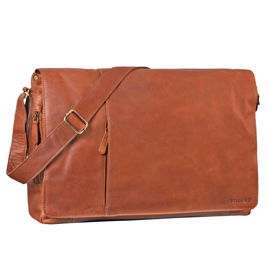 STILORD XXL Ledertasche riesige Umhängetasche Unitasche 17 18 19 21 Zoll Laptop Aktentasche Bürotasc