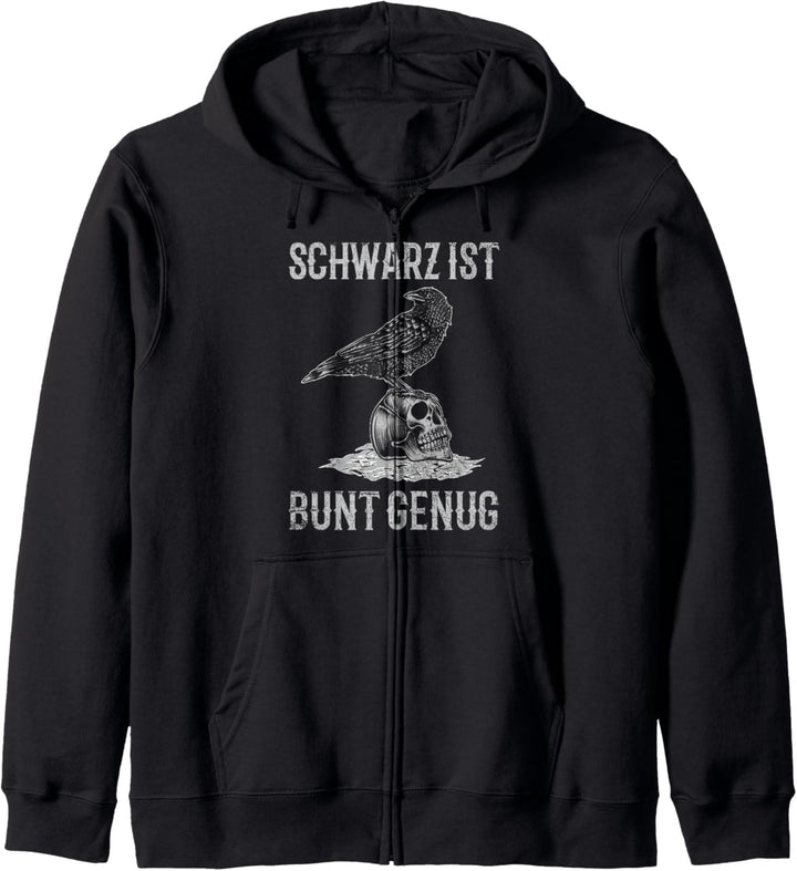 Schwarz Ist Bunt Genug Totenkopf Rabe Statement Spruch Kapuzenjacke