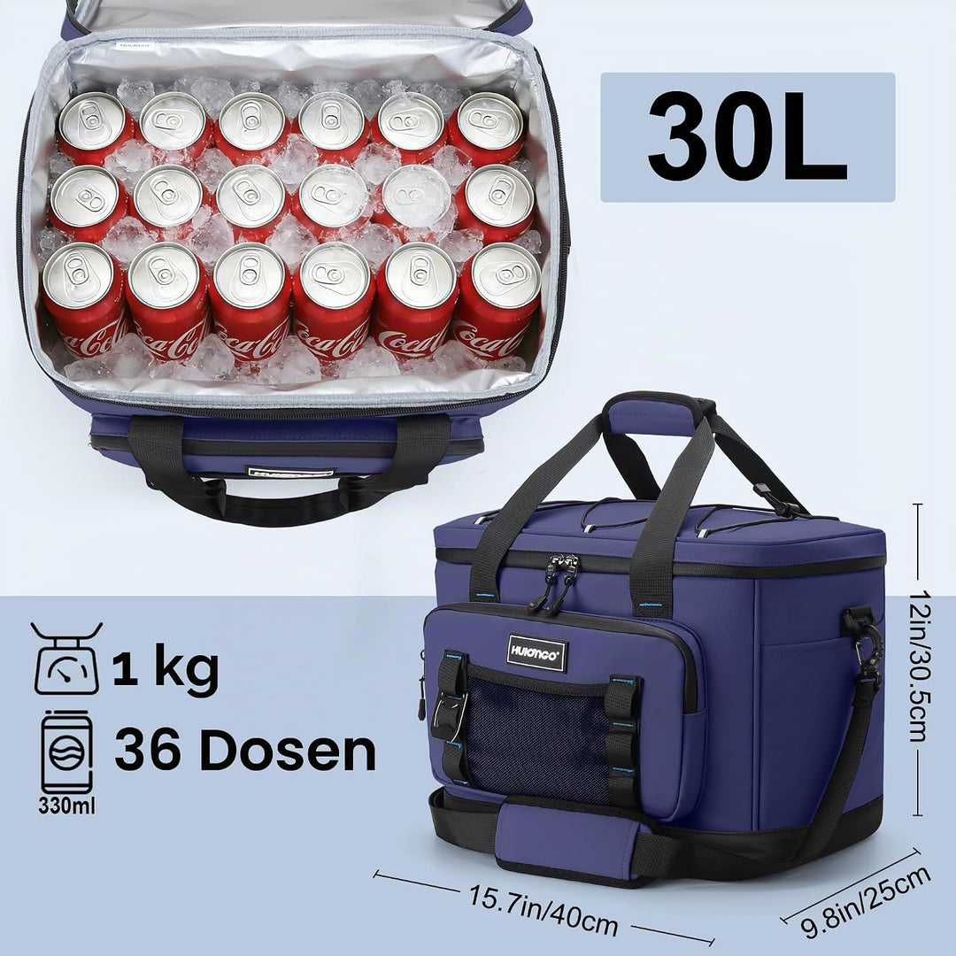 Hulongo Kühltasche, 30 L grosse isolierte Kühltasche, wasserdichte Thermotasche für Picknicks, ausla