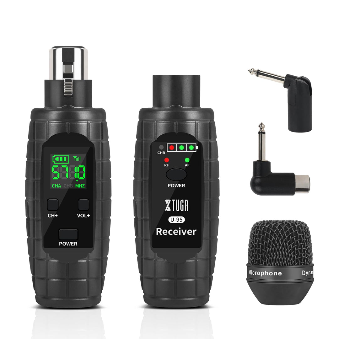 XTUGA U-95 UHF Wireless XLR Sender und Empfänger, wiederaufladbarer Mikrofonadapter für dynamisches