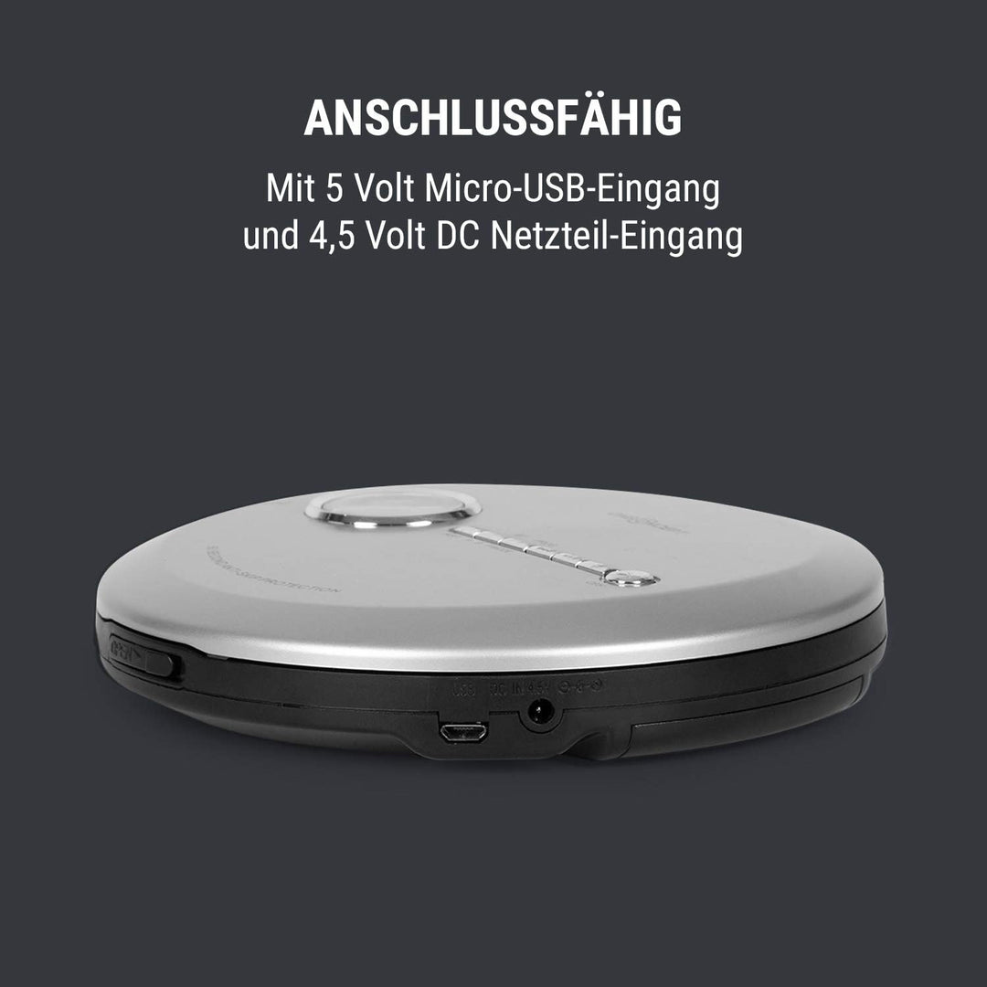 OneConcept CDC 100MP3 - Discman mit Netz- oder Batteriebetrieb, USB, Formate: CD, CD-R, CD-RW und MP