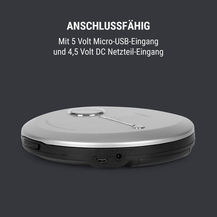 OneConcept CDC 100MP3 - Discman mit Netz- oder Batteriebetrieb, USB, Formate: CD, CD-R, CD-RW und MP