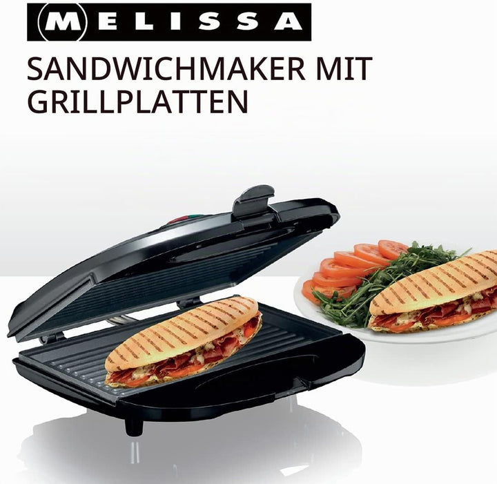 Melissa 16240109 Sandwichmaker - Grilltoaster - Sandwichtoaster - Paninitoaster - 750 Watt - Antihaf