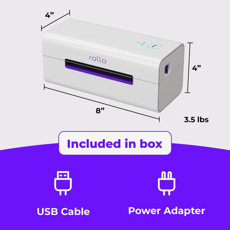 ROLLO Kabelloser Versand-Etikettendrucker – AirPrint, Wi-Fi – Druck von iPhone, iPad, Mac, Windows,