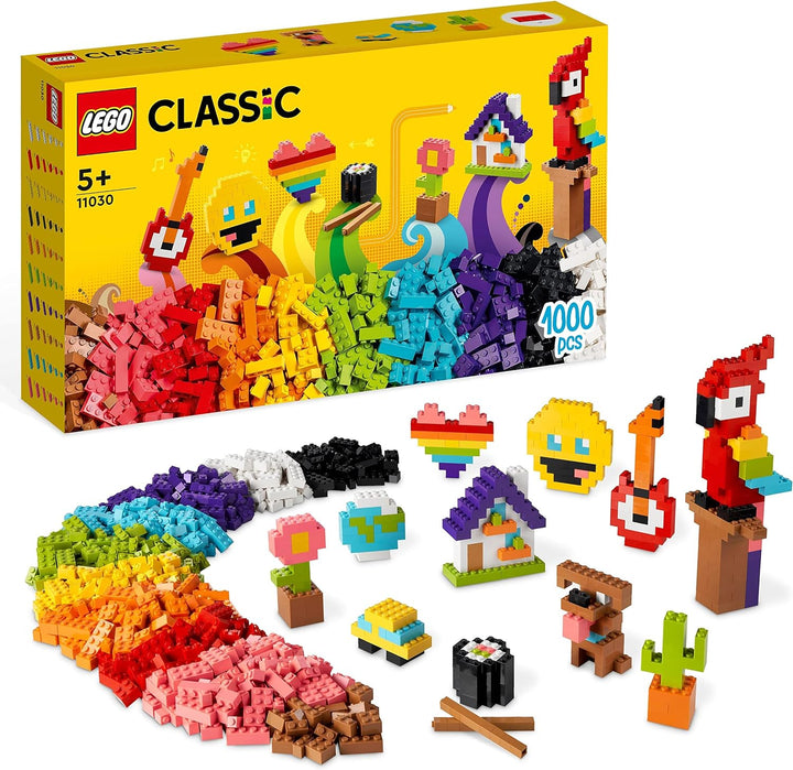 LEGO 11030 Classic Grosses Kreativ-Bauset Konstruktionsspielzeug-Set, Baue EIN Smiley Emoji, Papagei