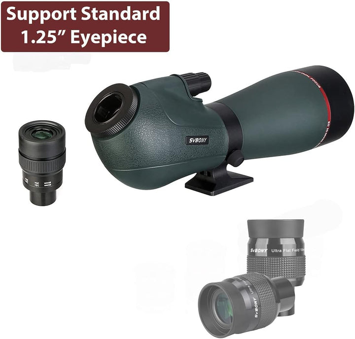Svbony SV406P ED Spektive, 20–60x80mm, 1,25 Zoll Zoom-Spektive mit Dual Focus FMC BAK4, Spektiv für