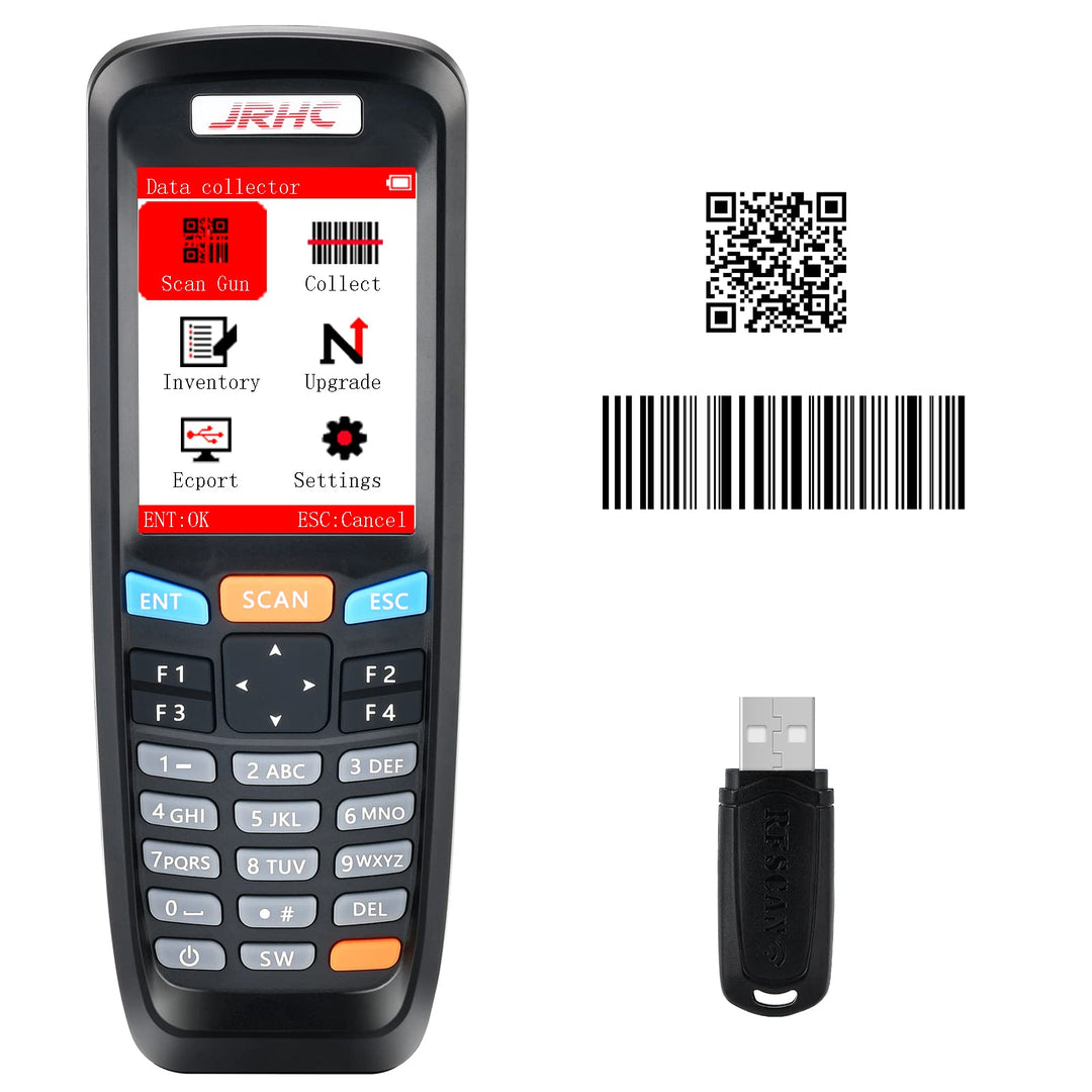 JRHC 2D Inventar Barcode-Scanner und Sammler mit 2.4GHz Wireless USB Empfänger Multifunktionaler 2.8