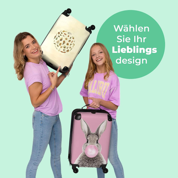 NoBoringSuitcases.com® Koffer Handgepäck Trolley Rollkoffer Kleine Reisekoffer mit 4 Rollen - Vintag