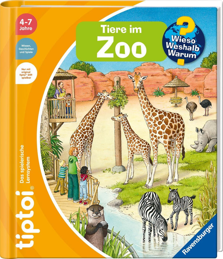 Ravensburger Tiptoi Buch 4 Jahre | Wieso? Weshalb? Warum? Tiere im Zoo + Tier-Sticker Kinderbuch, Le
