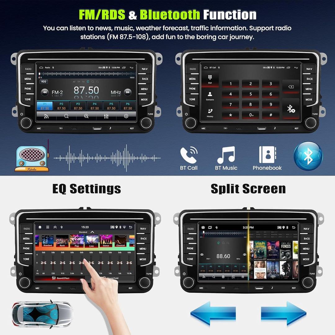 8 Core 6 + 128G Android 15 Autoradio für VW Passat Golf Sitz Altea Jatta Skoda, 7 "IPS 2.5D -Auto -R