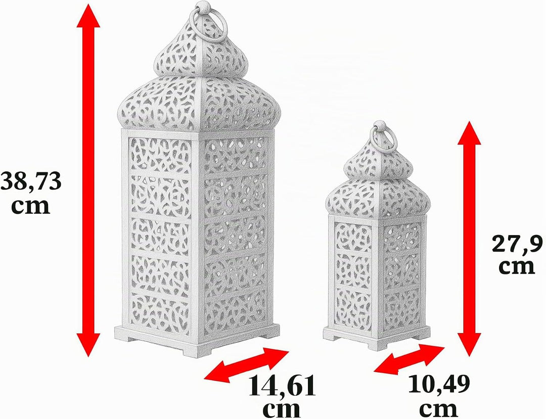 Vela Lanterns Temple Marokkanischer Stil Kerzenlaternen, weiss, 2 Stück Set of 2 Weiss, Set of 2 Wei