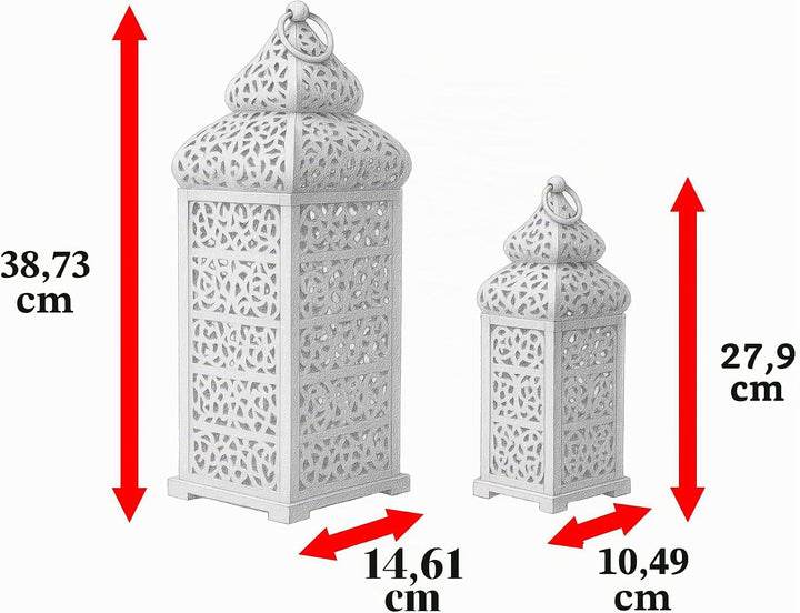 Vela Lanterns Temple Marokkanischer Stil Kerzenlaternen, weiss, 2 Stück Set of 2 Weiss, Set of 2 Wei