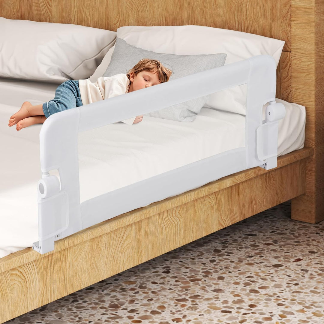 DREAMADE Bettgitter für Babys und Kinder, Kinderschutzgitter Fallschutzgitter aus Eisen, PP und Oxfo