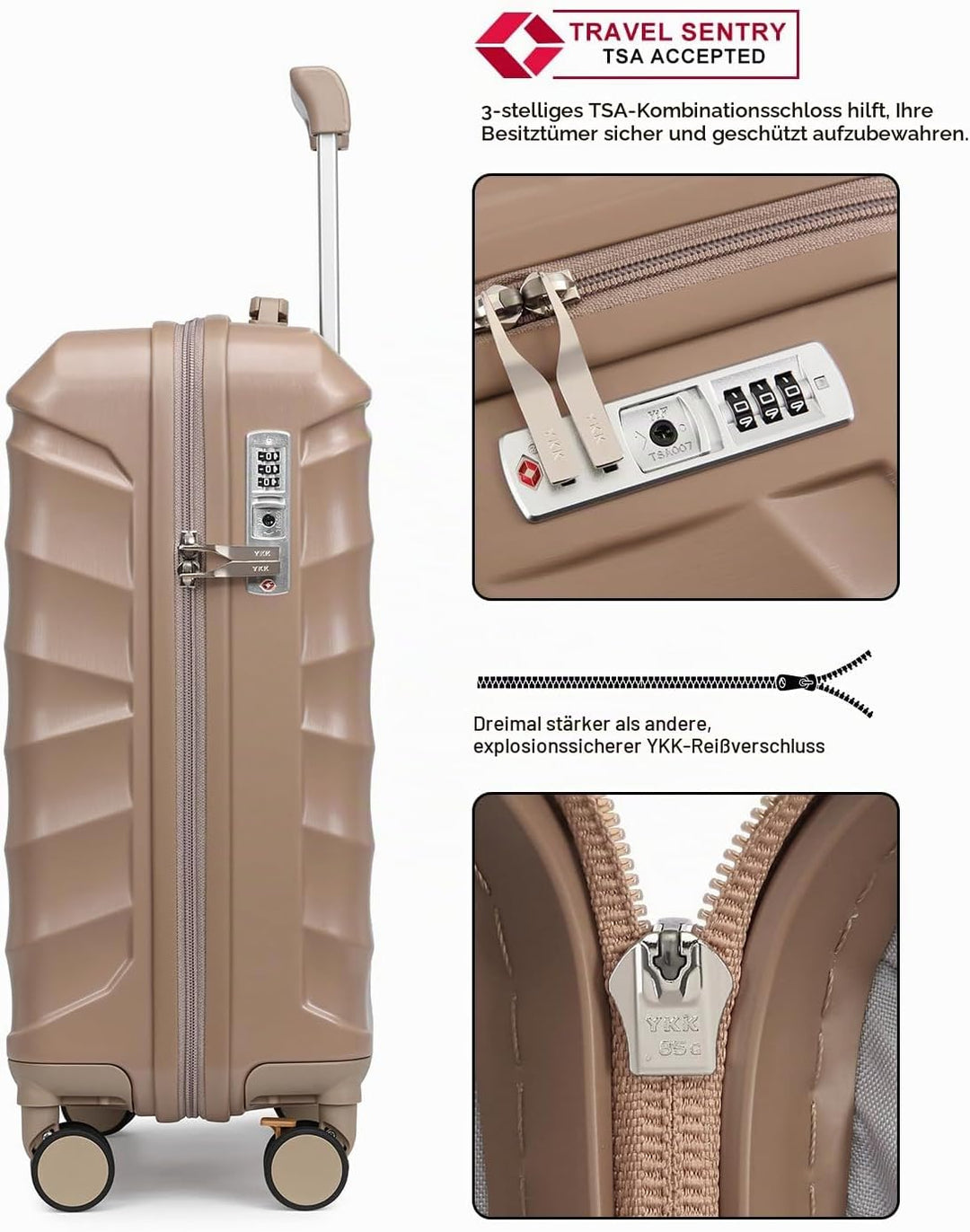 Sea choice Reisekoffer Set 5 Teilig ABS Hartschale Trolley Kofferset Gepäckset Grosse Kapazität Hand