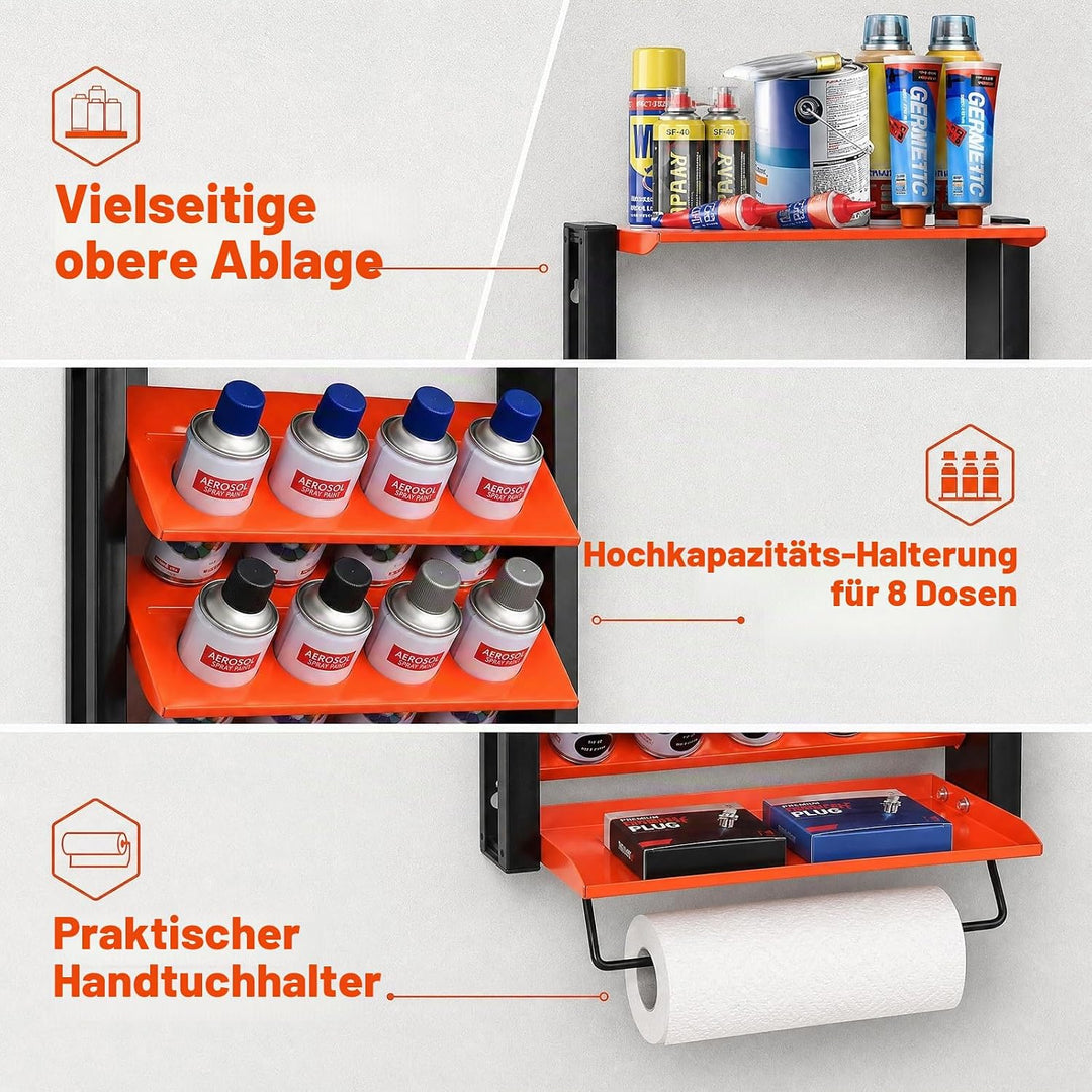 Dosenhalter 8 Stück Spraydosenhalter, Sprühdosenhalter für Garage Werkstatt, robuster Sprühdosen-Org