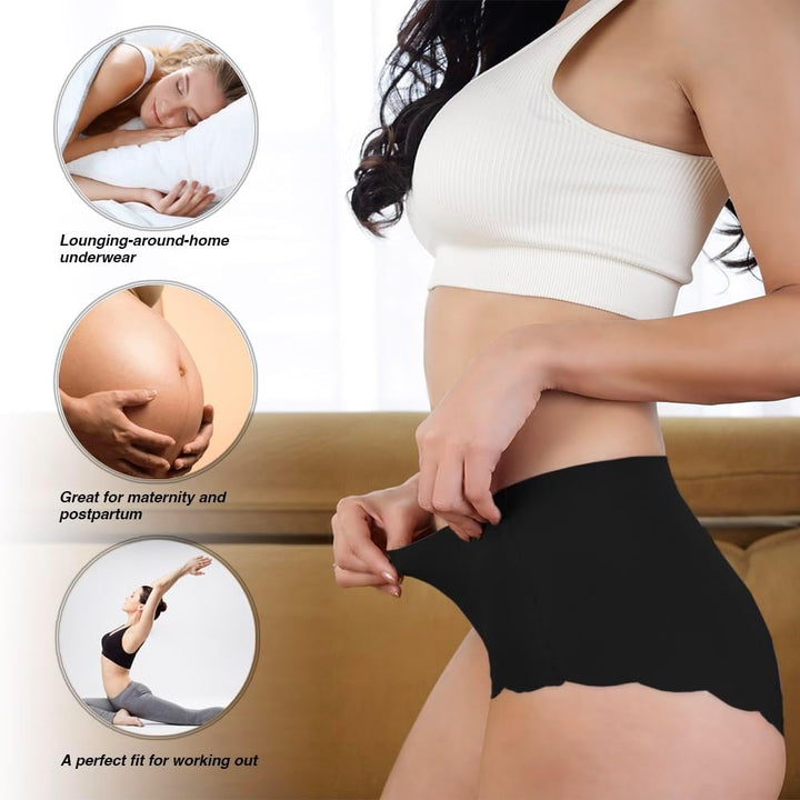 Dumwis Unterhosen Damen,Nahtlos Slips Unterwäsche Frauen,Hohe Taille Panties,No Show Panties,Mehrpac