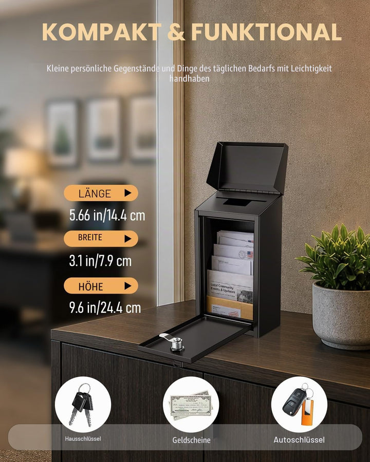 Uniclife Briefkasten Schlüsselkasten für den Aussenbereich, Metall Spendensammelbox mit Schlüsselsch