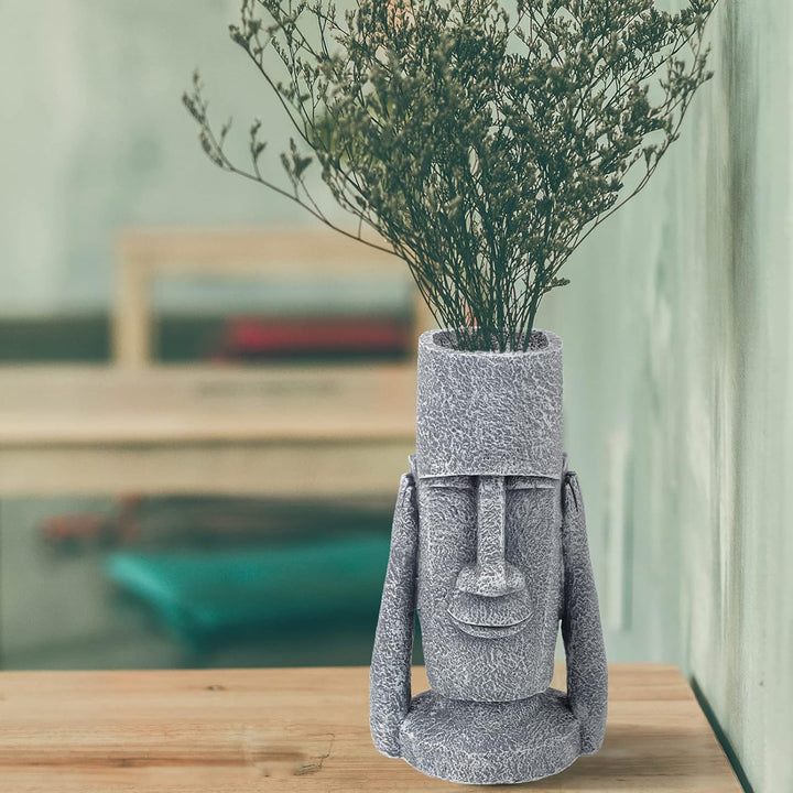 BESPORTBLE Osterinsel Figur Moai Kopf Blumentopf Garten Statue Skulptur Kaktus Sukkulenten Topf Deko