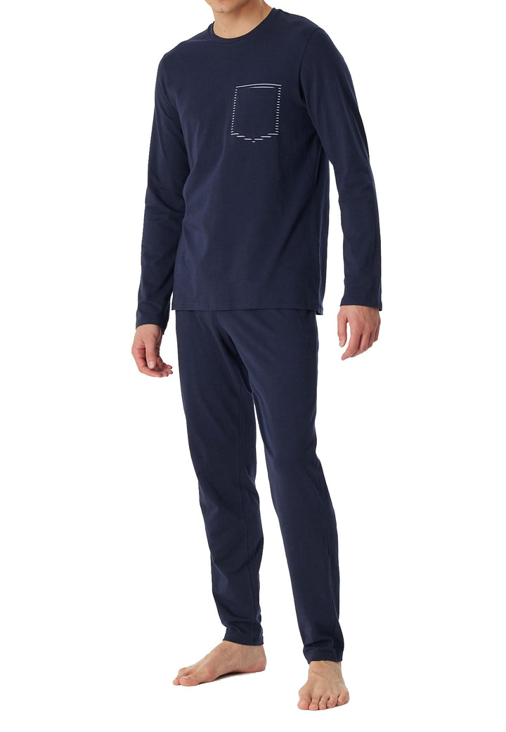 Schiesser Herren Schlafanzug lang - Nightwear Set 54 Nachtblau_180259, 54 Nachtblau_180259