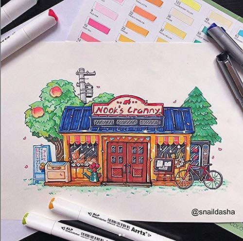 Arrtx Marker Stift mit 80 Farben, ALP Doppeltipps Graffiti Marker pen mit Tragebox für Entwürfe, Zei