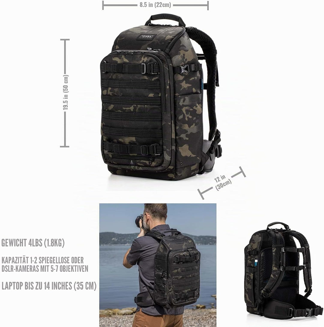 TENBA Sac AXIS V2 Backpack Multicam 20L Noir Multicam Schwarz 20 l Backpack V2, Multicam Schwarz 20
