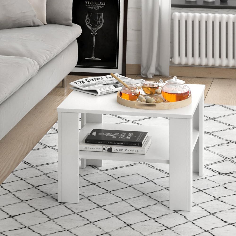 Vicco Couchtisch Homer, Weiss, 60 x 42 cm Weiss 60x42x60 cm, Weiss 60x42x60 cm