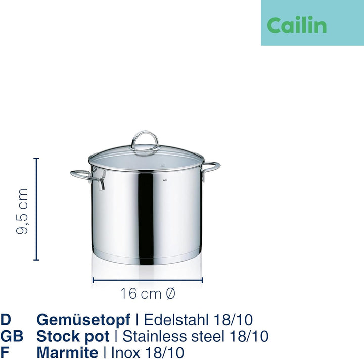 Kela 10961 Gemüsetopf, 9 l Fassungsvermögen, 24 cm Durchmesser, 18/10 Edelstahl mit Glanzoptik, Indu