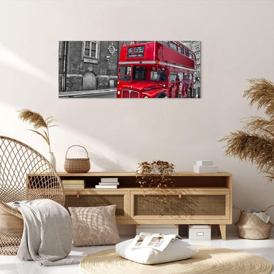 Panorama Bilder auf Leinwand 100x40cm Leinwandbild Bus Denkmal London Geschichte Gross Wanddeko Bild