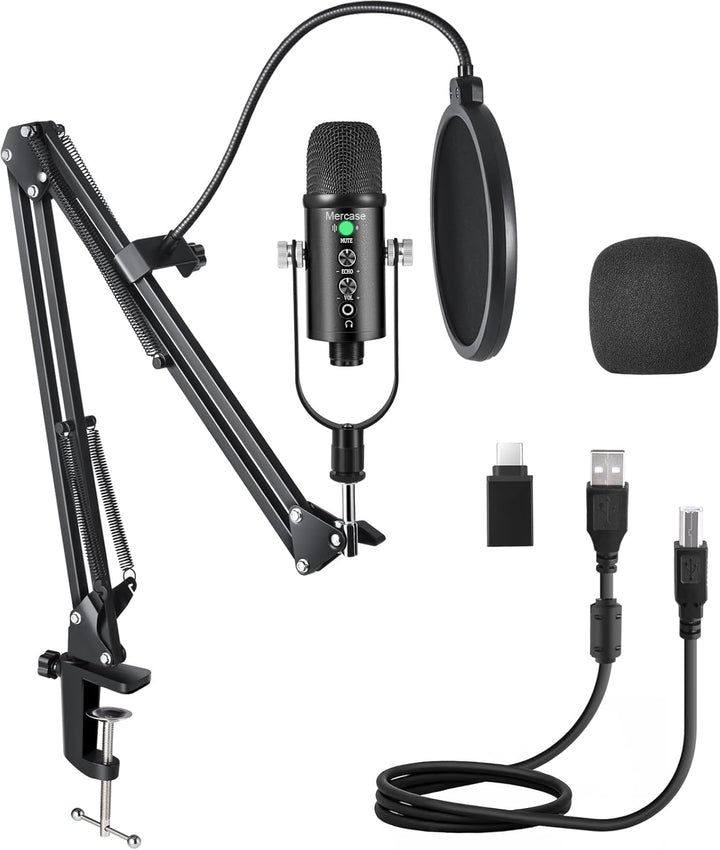 Aveek USB-Mikrofon, Kondensator-Aufnahme, Laptop, PC, Gaming-Mikrofon, Podcast-Mikrofon, Kit für Str