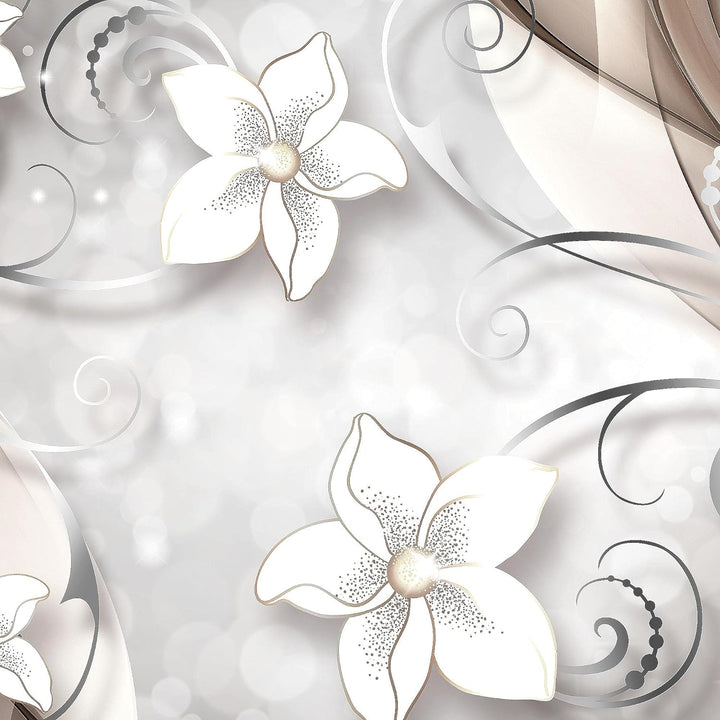 Runa Art Wandbilder Abstrakt Blumen 5 Teilig Bild auf Vlies Leinwand Deko Wohnzimmer Vintage Beige B