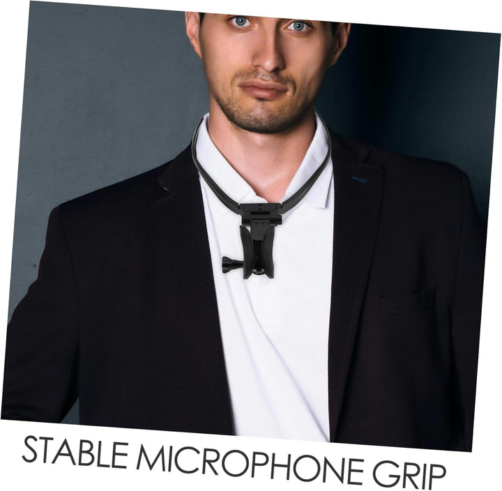 FRCOLOR Neck Hanging Microphone Holder Einstellbar Stabil für Musiker Bühnenauftritt Live Streaming