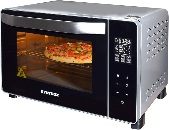 Syntrox Germany 25 Liter Digitaler Edelstahl Mini Stand Backofen mit Umluft und Drehspiess Miniofen