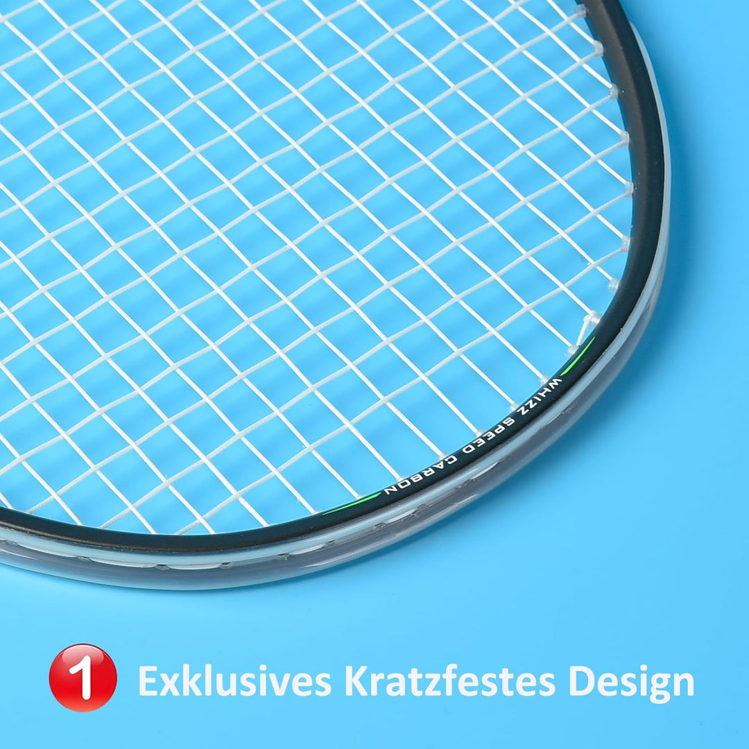 BAIHUALIN WHiZZ Badminton Schläger Set, Leichter Carbon Graphit Badmintonschläger Federball Set für