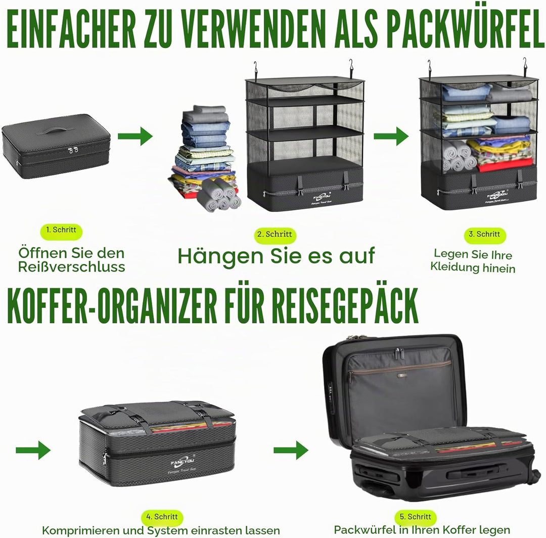 Koffer Organizer Hängende Verpackung Würfel Tragbare Schrank Regale Kompressive Reisegepäck Essentia