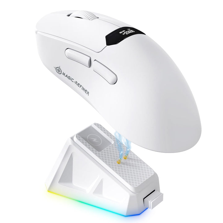 A.JAZZ x Magic-Refiner R1 Gaming-Maus mit magnetischer Ladestation, PixArt PAW3311 Sensor, BT/2,4G K