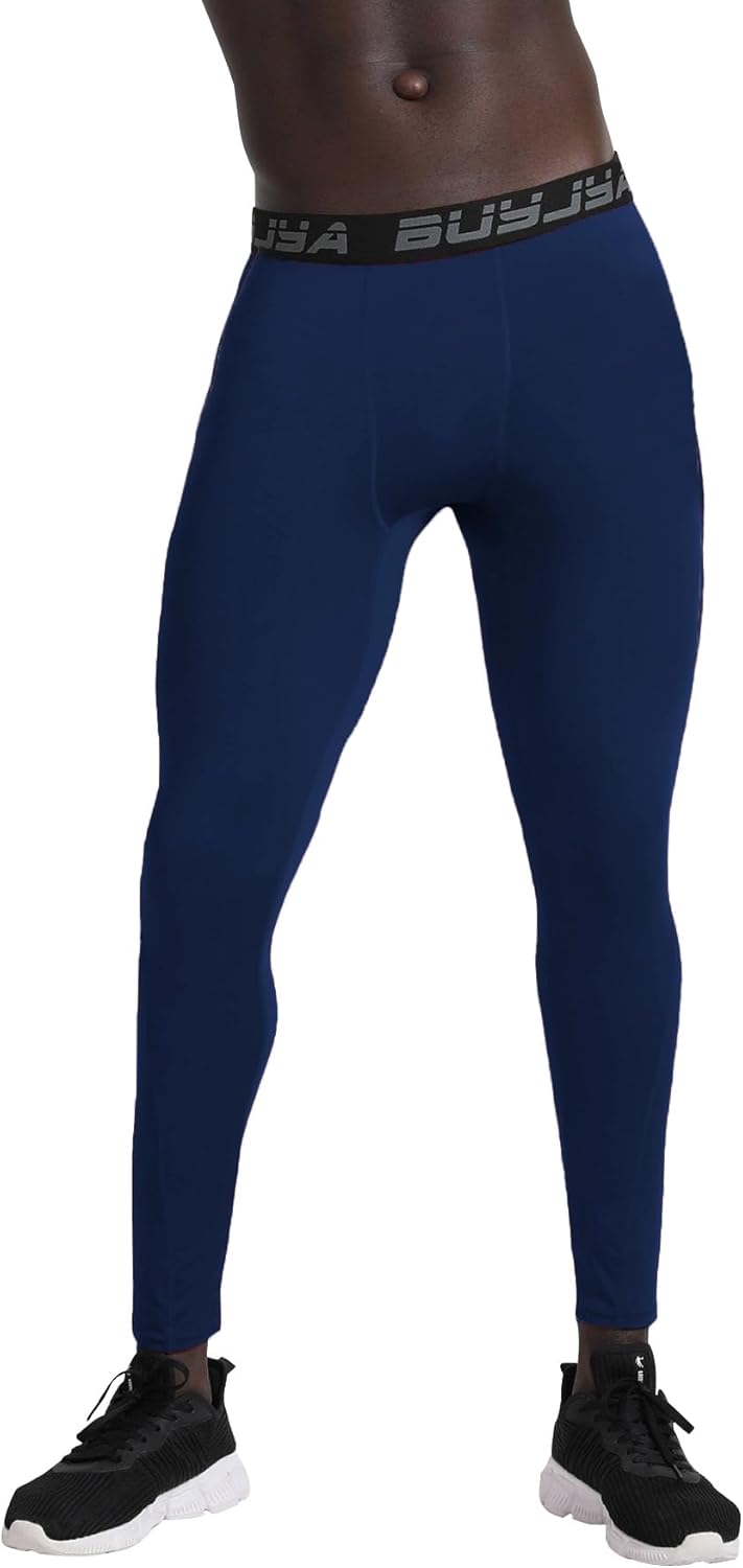 BUYJYA 3er-Pack Kompressionshosen für Herren, Laufhose, Workout-Leggings, sportlich, kühl, trocken,