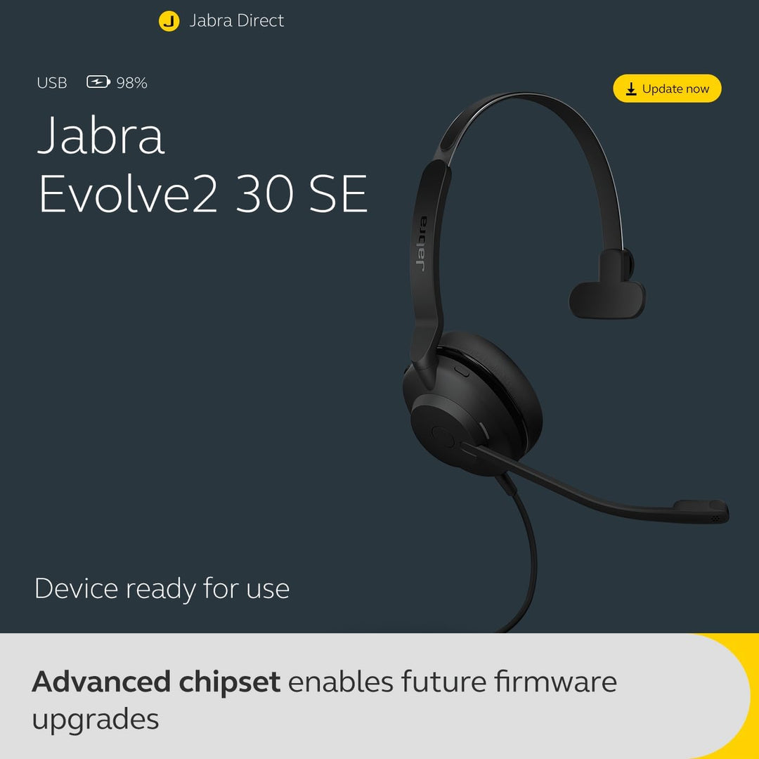 Jabra Evolve2 30 SE – Kabelgebundenes Mono-Headset mit Geräuschunterdrückung und 2-Mikrofon-Technolo