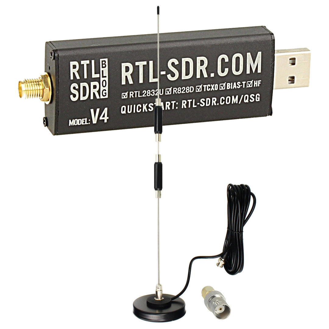 RTL-SDR Blog V4 + Moonraker GSCAN II Scanner Antenne Bundle 25-2000 MHz, 60 cm, Magnetfuss – Komplet
