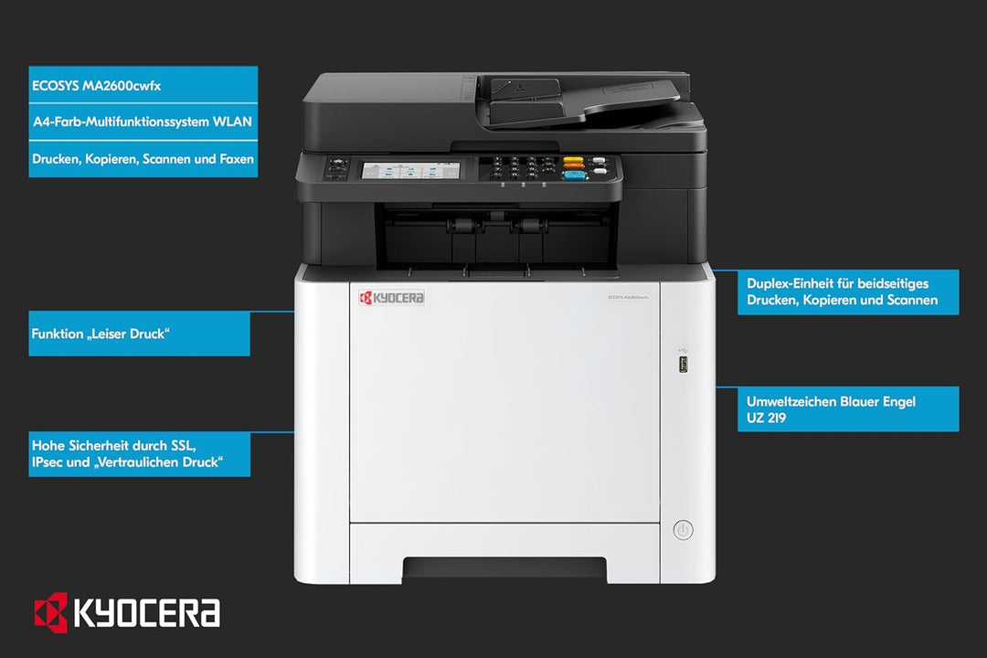 Kyocera Ecosys MA2600cwfx Farblaserdrucker Multifunktionsgerät WLAN: Drucker Scanner Kopierer, Faxge