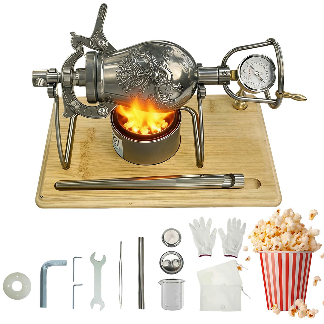 400ml Hochdruck Popcornmaschine, Edelstahl Chinesische Popcorn-Maker, Mini-Hand-Popcorn-Kanone für F