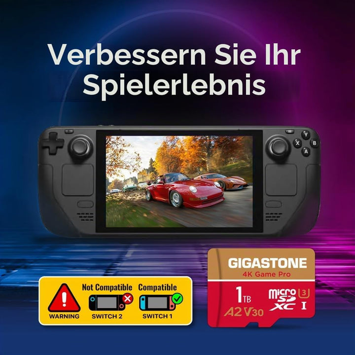 Nur für Switch 1 GGIGASTONE 1TB Micro SD Karte, 4K Game Pro, bis zu 150/130 MB/s, MicroSDXC Speicher