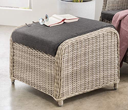 Destiny Lounge Hocker Casa Vintage Weiss Luna Palma Fusshocker Polyrattan Beinauflage