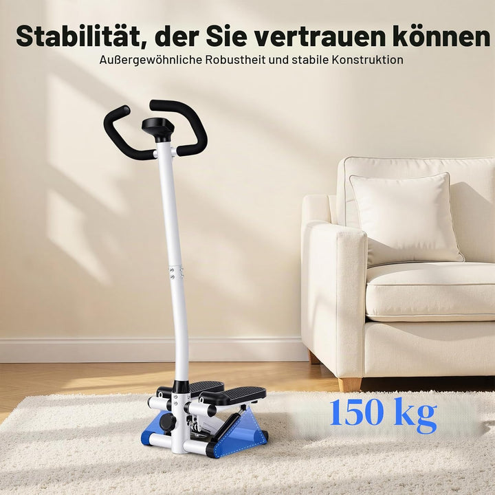 Treppenstepper, Fitness Stepper mit Lenker LED-Bildschirm Widerstandsbänder Antirutsch-Silikonmatte