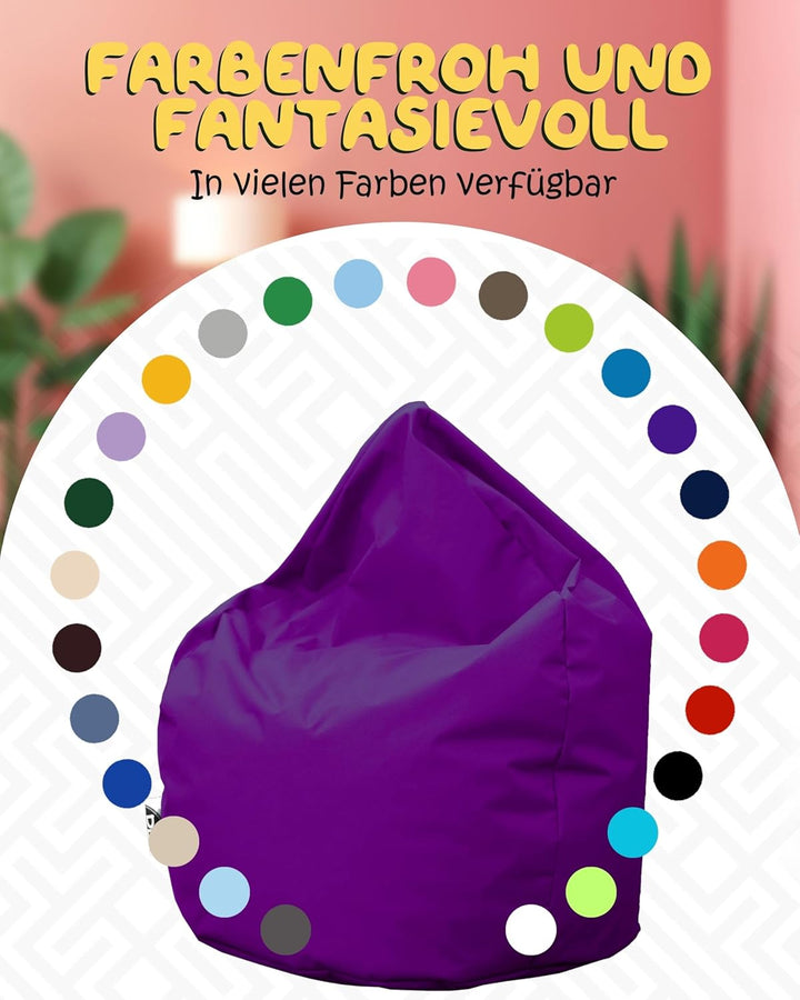PATCH HOME Patchhome Sitzsack Tropfenform mit Reissverschluss Nachfüllbar - für In & Outdoor - mit S